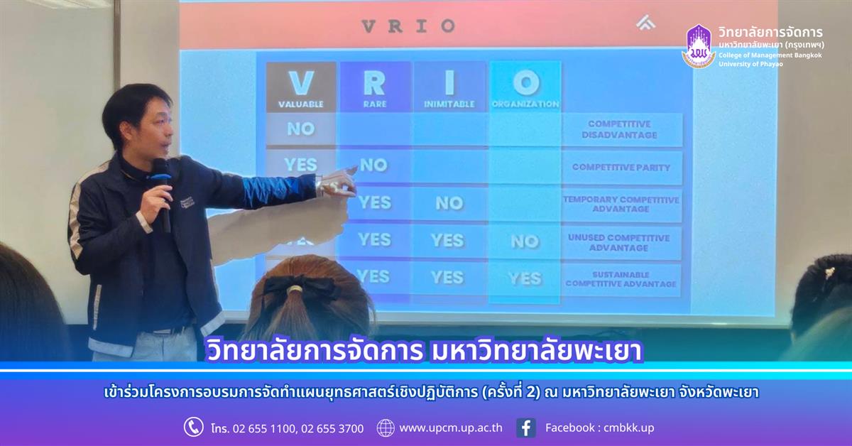 วิทยาลัยการจัดการ เข้าร่วมโครงการอบรมการจัดทำแผนยุทธศาสตร์เชิงปฏิบัติการ (ครั้งที่ 2) ณ มหาวิทยาลัยพะเยา จังหวัดพะเยา